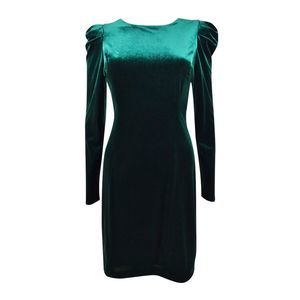 Vince Camuto Women's Velvet Puff-Sleeve Sheath Dress (8, Hunter)